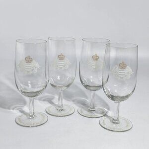 Prince Hubert De Polignac Cognac Etched Stemmed Glasses Set Of 4 VTG